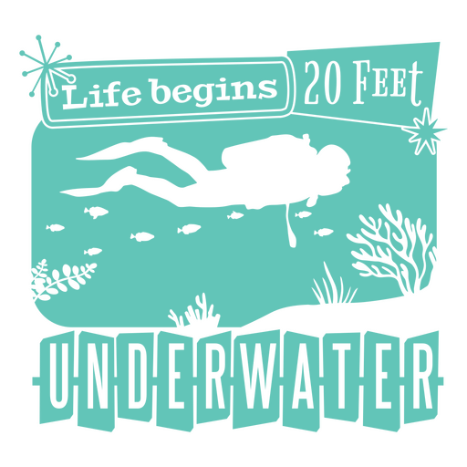 Underwater scuba dive quote badge PNG Design