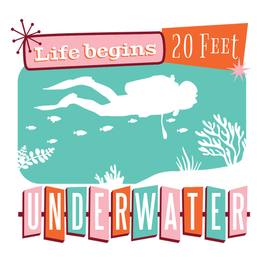 Underwater scuba dive water quote badge PNG Design