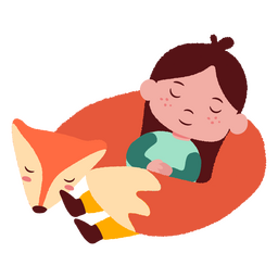 Girl and fox flat PNG Design