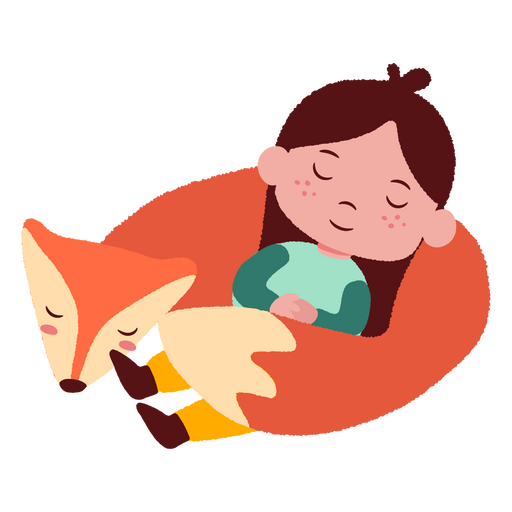 Mädchen und Fuchs flach PNG-Design
