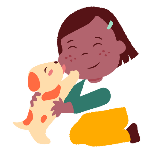 Girl and dog flat PNG Design