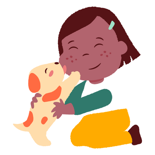 Menina e cachorro plana Desenho PNG