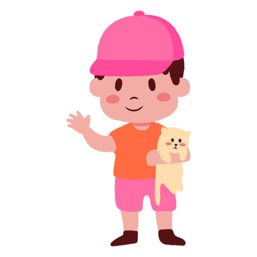 Boy and cat flat PNG Design