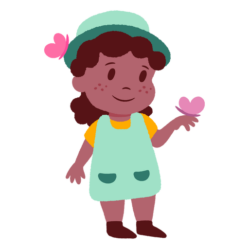 Mädchen und Schmetterling flach PNG-Design