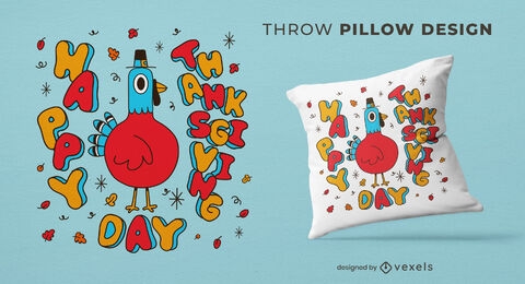 Thanksgiving turkey cartoon throw pillow