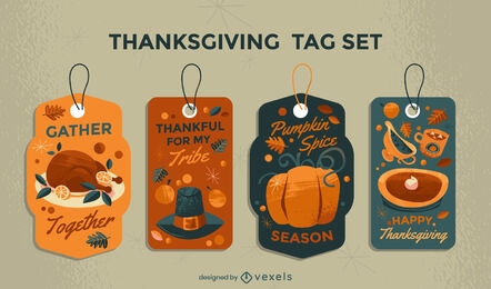 Thanksgiving traditional holiday food tag set