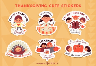 Thanksgiving cute children sticker set