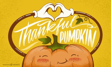 Happy pumpkin thanksgiving lettering