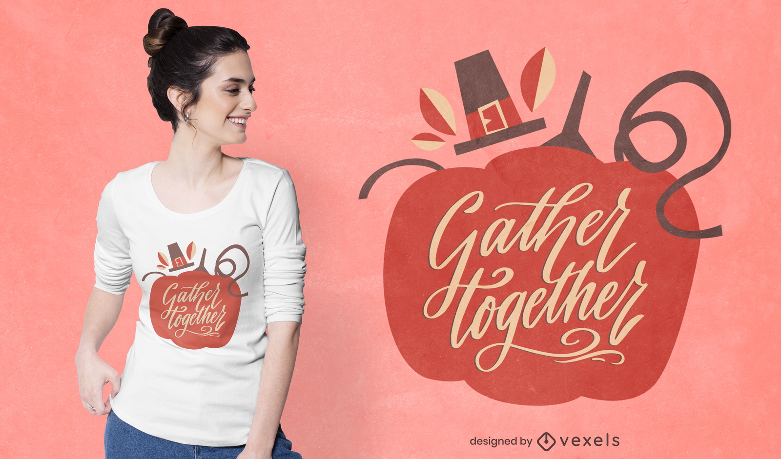 Diseño de camiseta de calabaza navideña de acción de gracias.