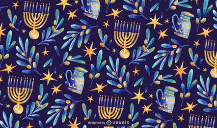 Desenho de padrão de festa judaica de Hanukkah