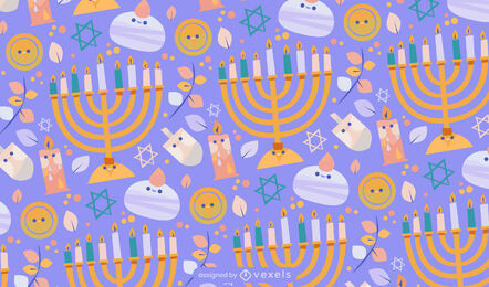 Diseño de patrón kawaii de festividad de Hanukkah