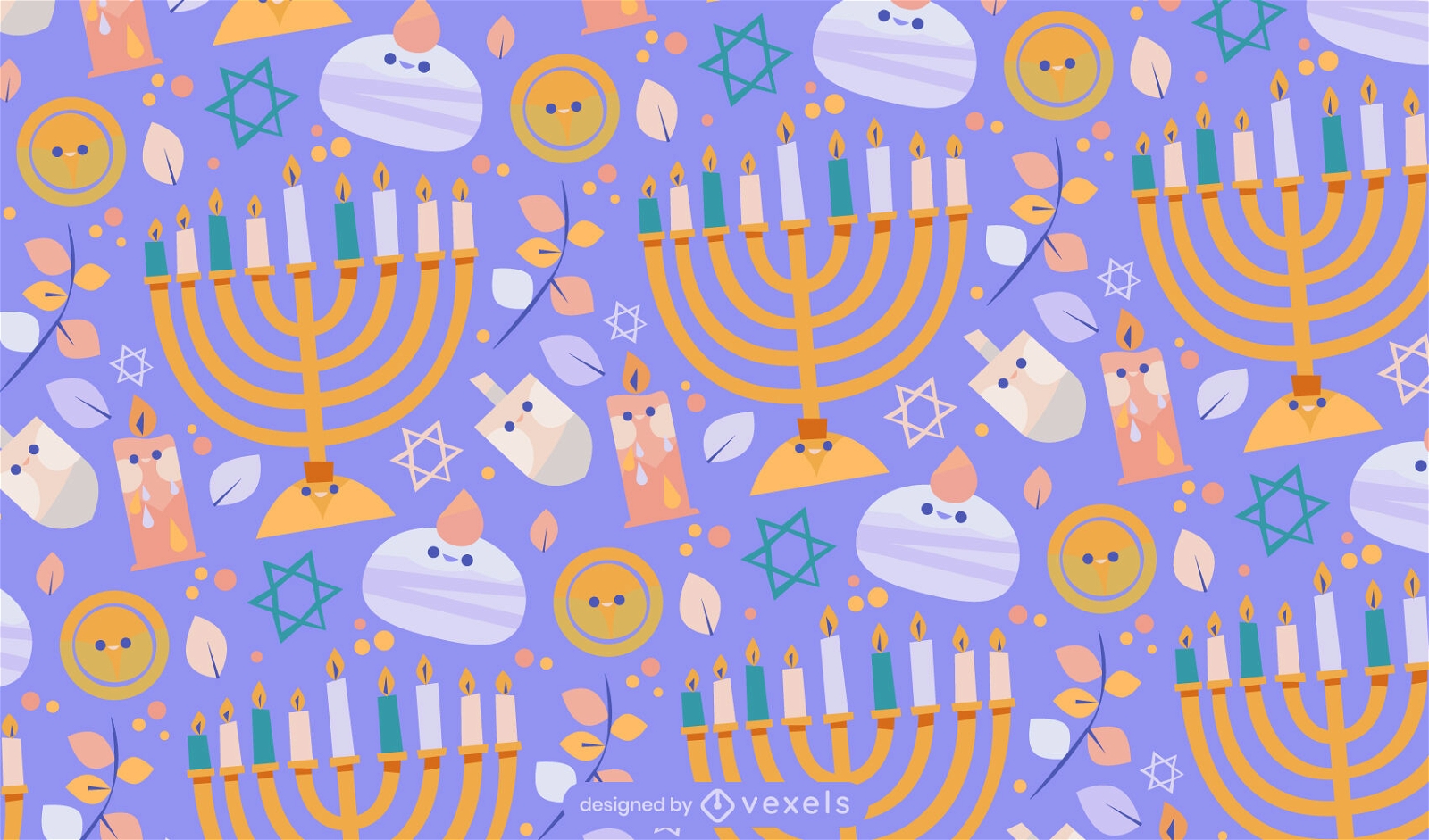 Hanukkah festivity kawaii pattern design