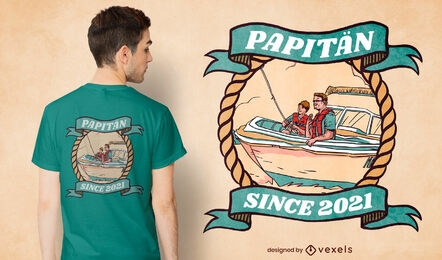 Padre e hijo en diseño de camiseta de barco.