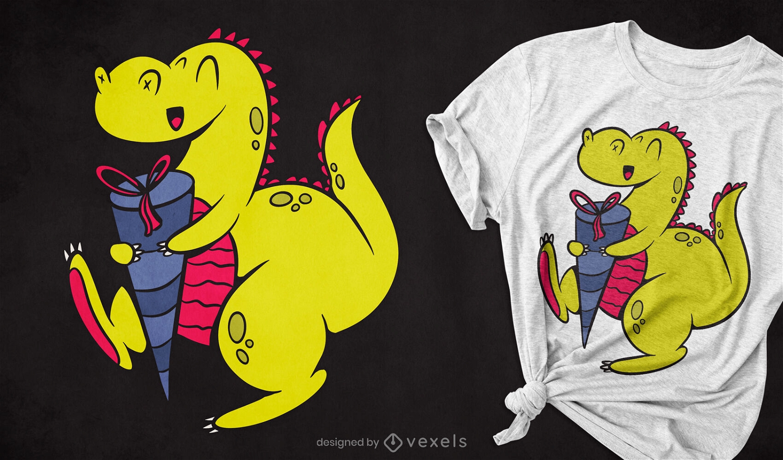 Dinosaur with schultute t-shirt design