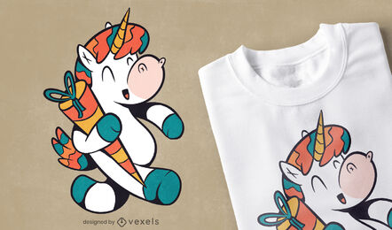 Unicorn with schultute cartoon t-shirt design