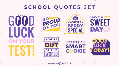 Insignias de cita motivacional plana de la escuela