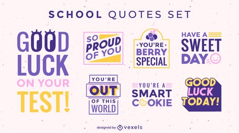 School flat motivational quote badges