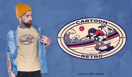 Design de distintivo de camiseta de skate vintage