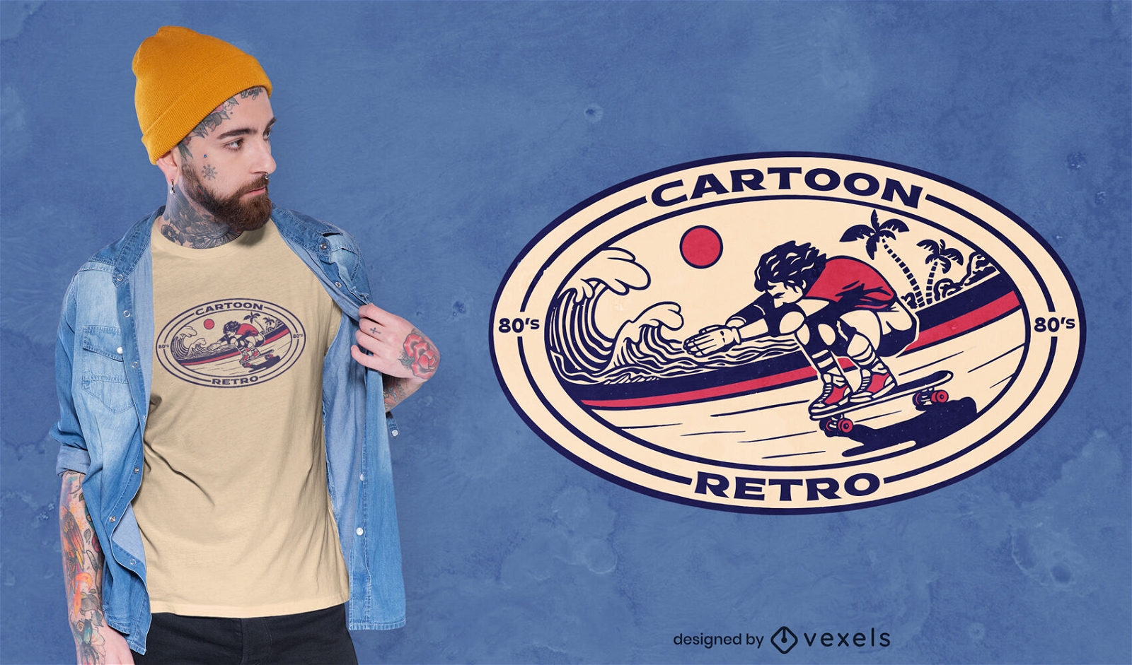 Vintage skateboard t-shirt badge design