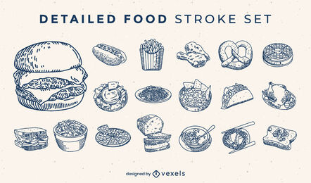 Fast food hand drawn elements set
