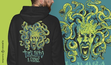 Design de camiseta mítica da Grécia com o monstro Medusa