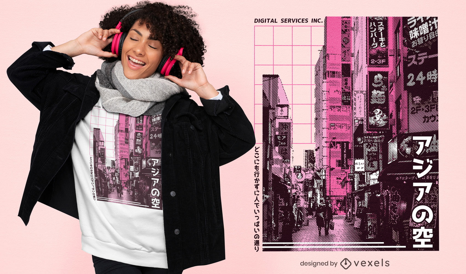 Design de camisetas fotográficas da cidade japonesa