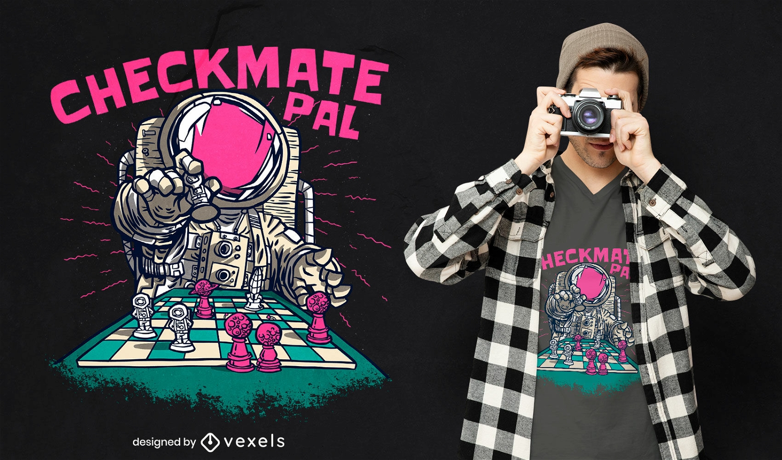 Schachmatt-Astronauten-Schach-T-Shirt-Design