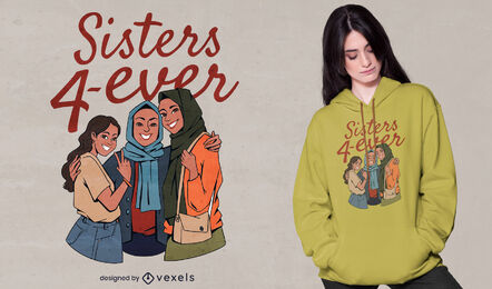 Design de camisetas das irmãs Hijab 4 sempre