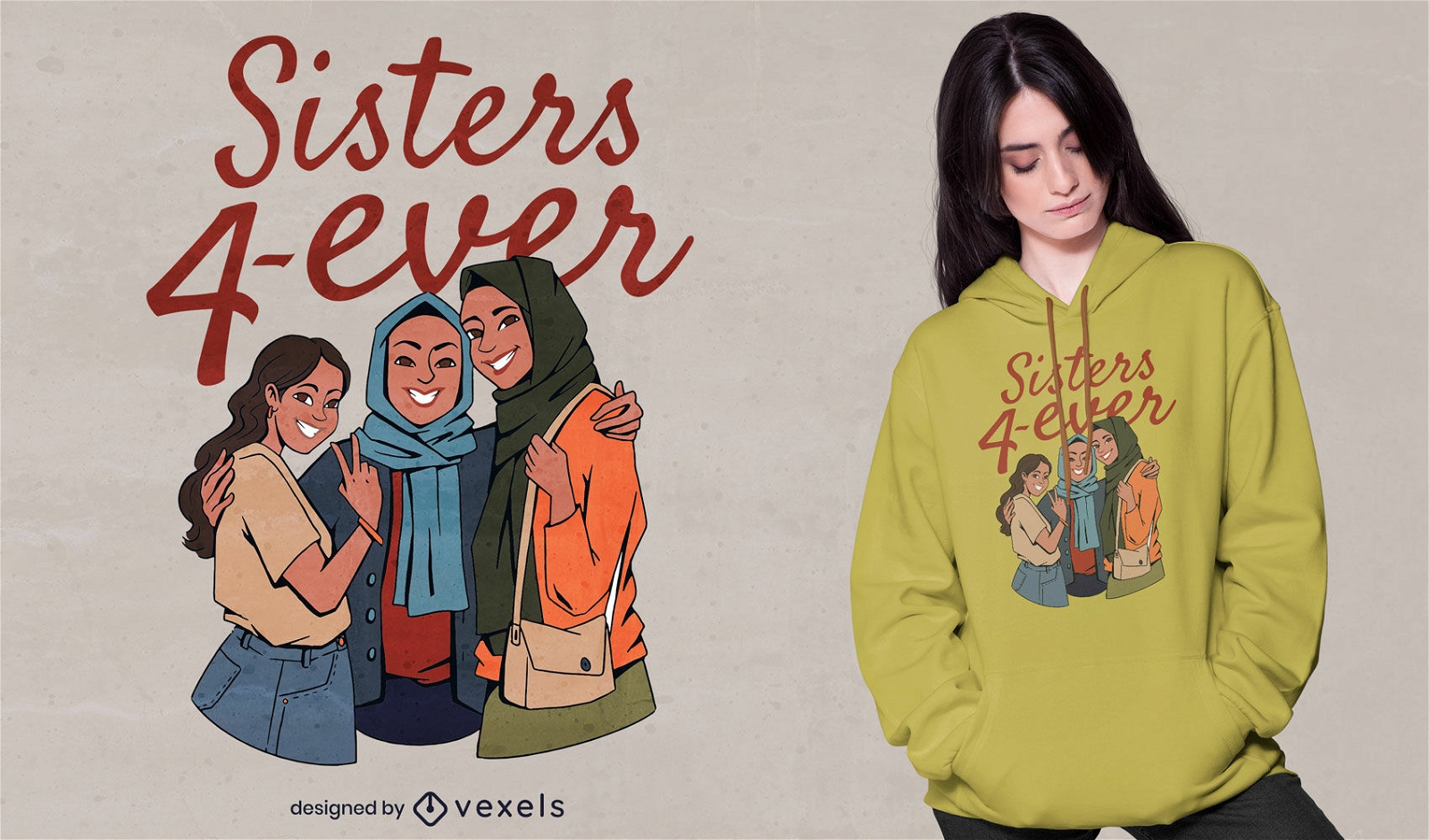 Hijab Schwestern 4 immer T-Shirt-Design