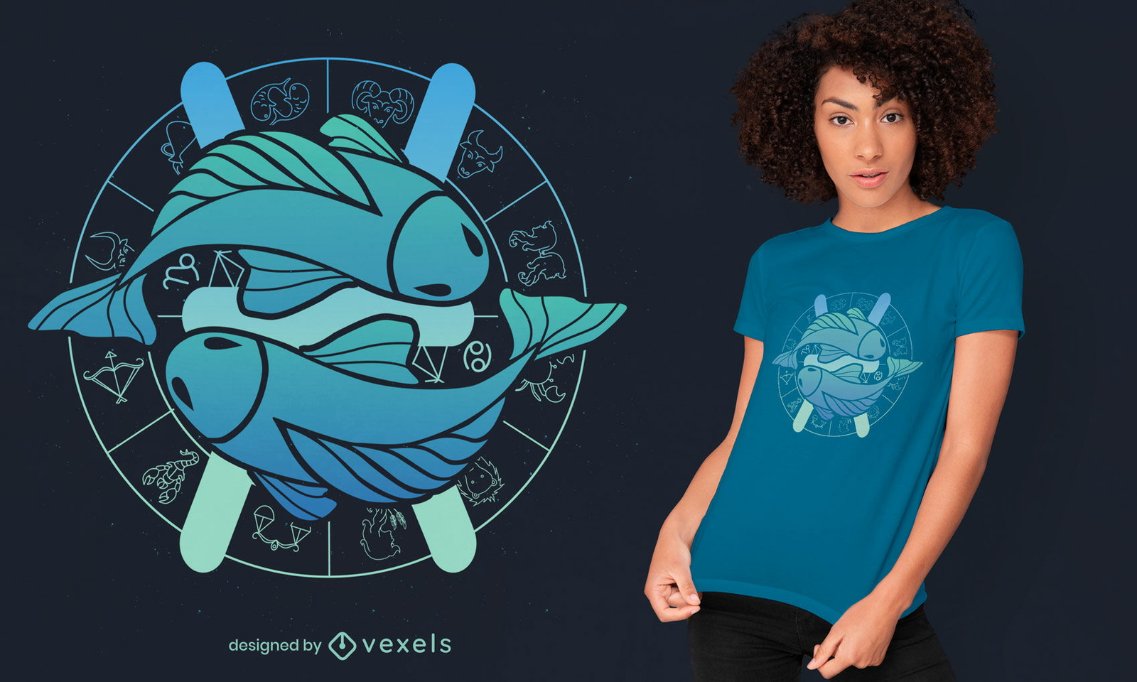 Diseño de camiseta de signo del zodiaco Piscis