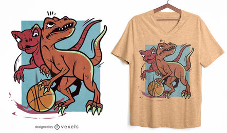 Dinos jogando basquete design de camisetas