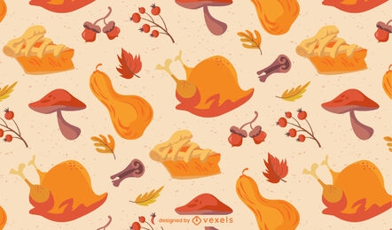 Diseño de patrón de vacaciones de comida de acción de gracias