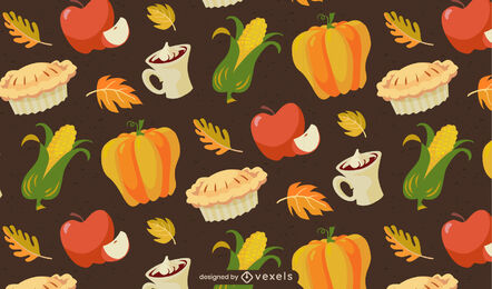 Thanksgiving food pattern cartoon 