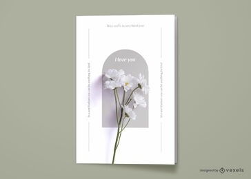 Tarjeta de felicitación fotográfica flor blanca