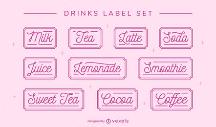 Letras de bebidas conjunto de etiquetas