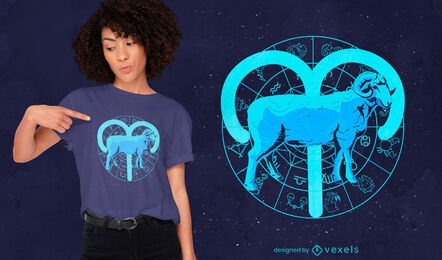 Design de camiseta com o signo do zodíaco de Áries