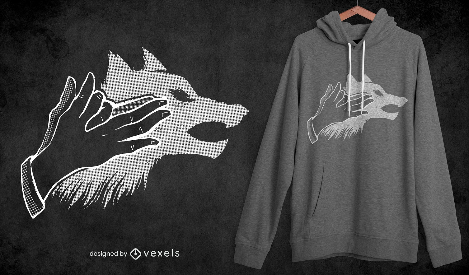 Design de camiseta de sombra de lobo