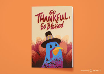 Tarjeta de felicitación de pavo de vacaciones de acción de gracias