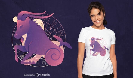 Design de camiseta com o signo do zodíaco Capricórnio