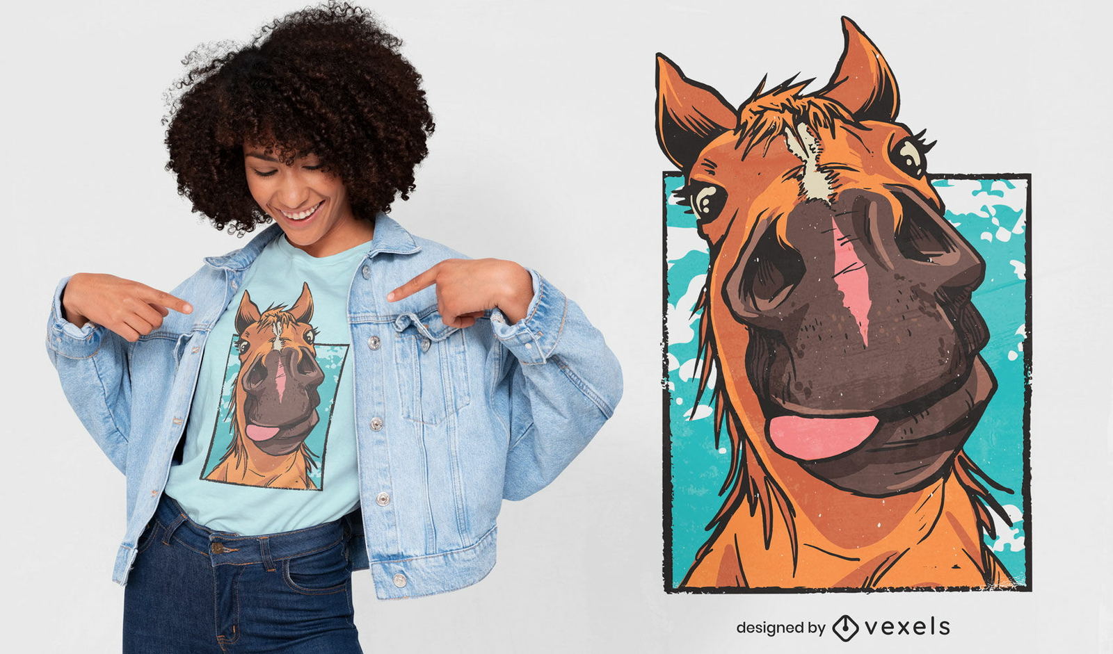 Diseño de camiseta de cerca de cara de caballo