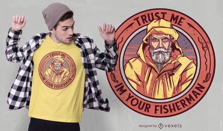 Diseño de camiseta con insignia de pescador.