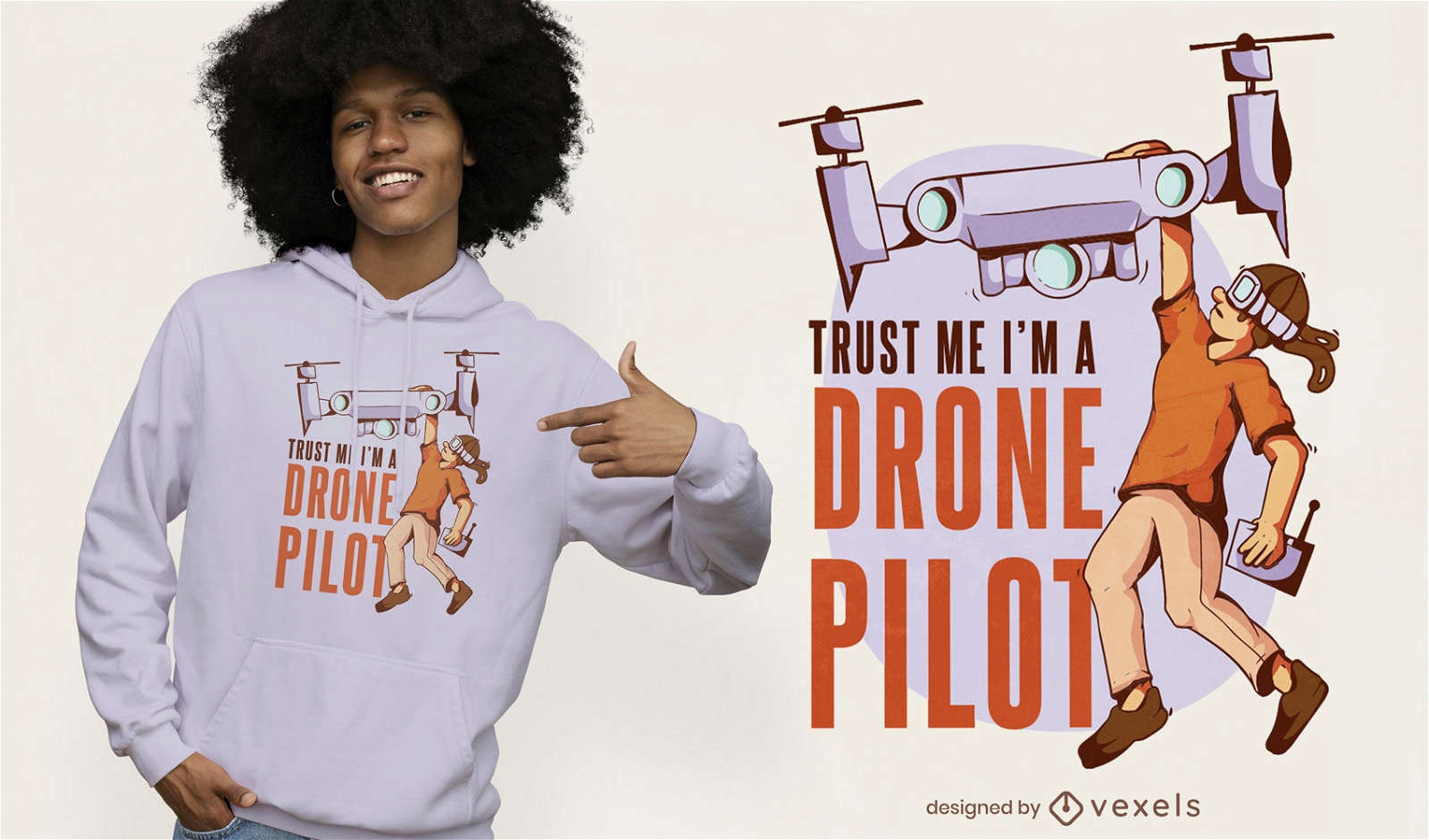 Design de camiseta piloto drone