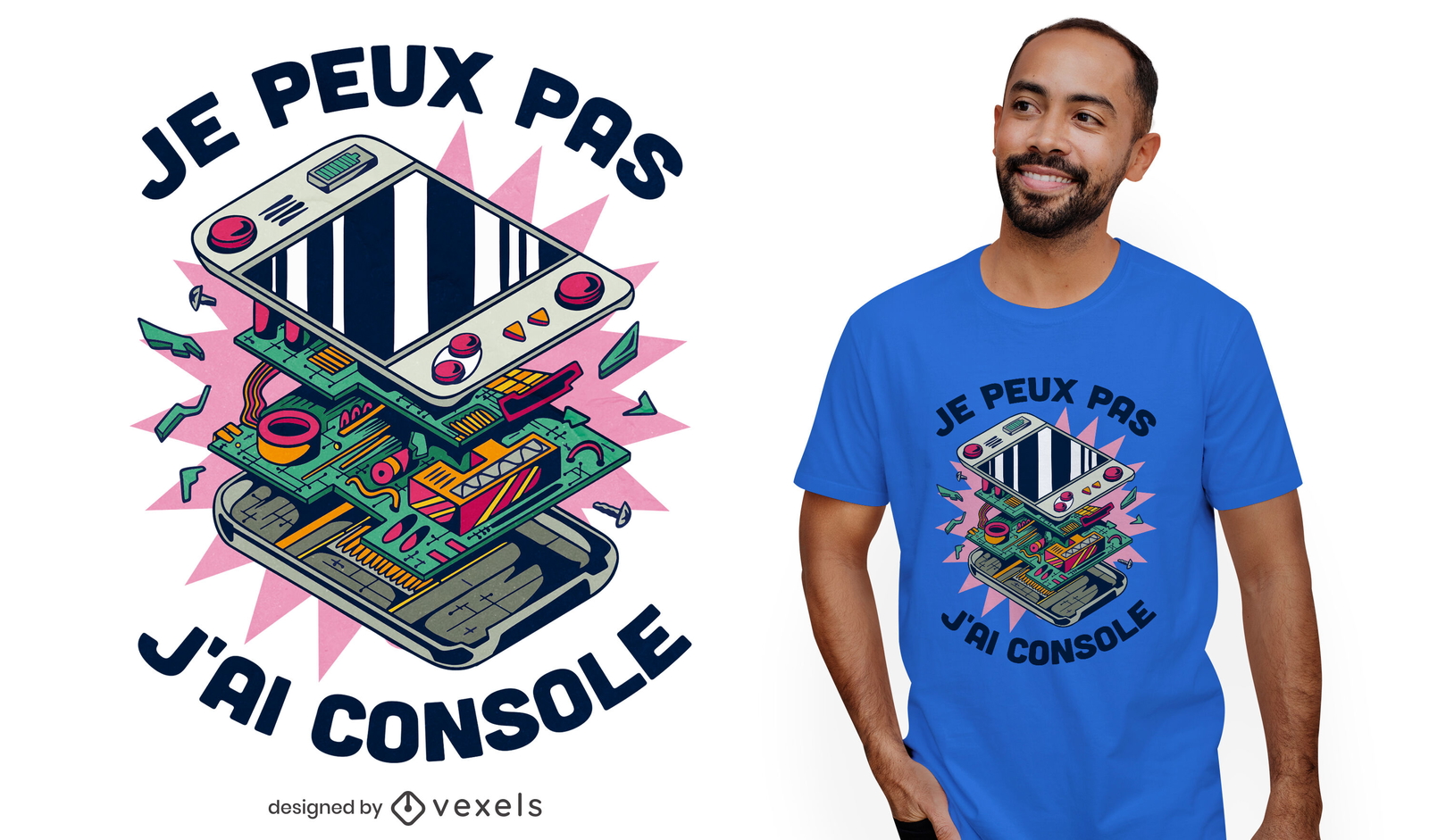 Design de t-shirt de citação francesa para consola de jogos