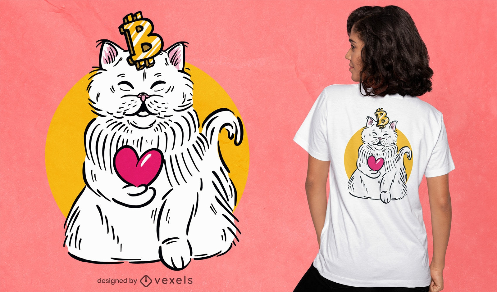Design de camiseta de gato de criptomoeda