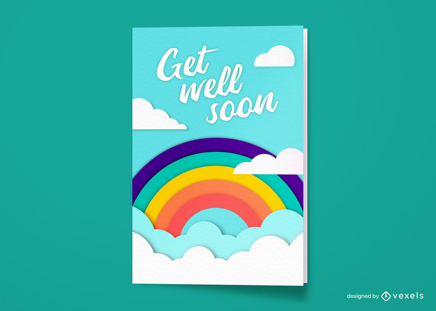 Recupérate pronto diseño de tarjeta de felicitación de arco iris