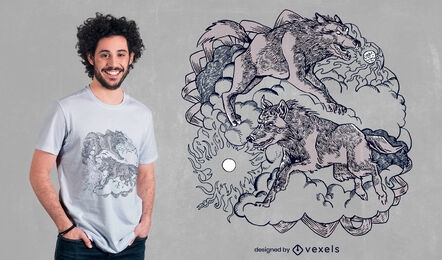 Lobos da mitologia nórdica design de camisetas