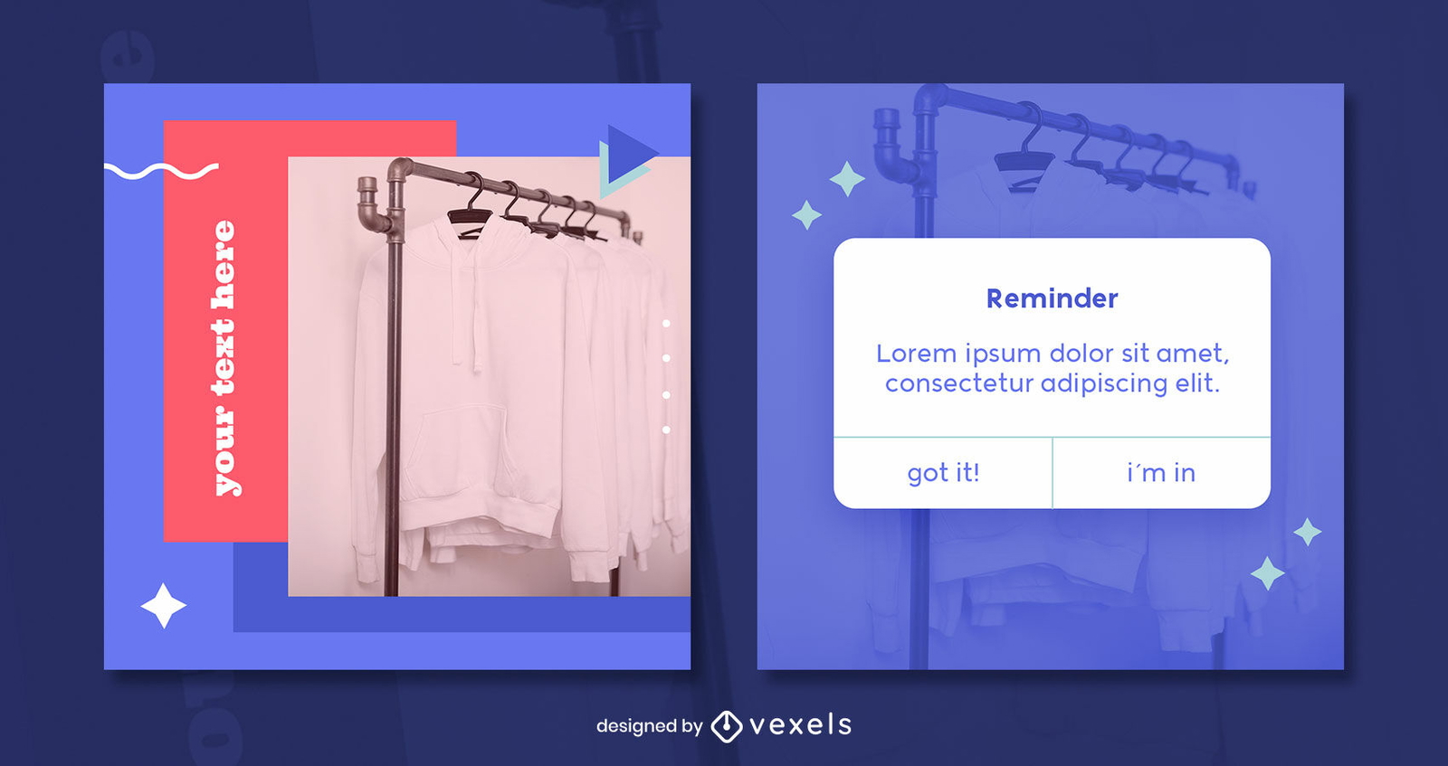 Plantilla de publicación de instagram de recordatorio de teléfono geométrico plano