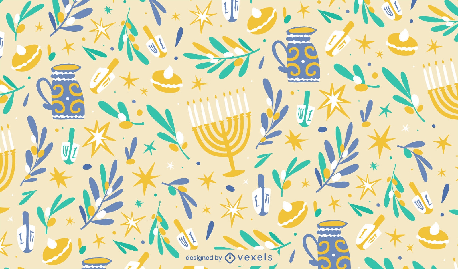 Design de padrão plano de festa de Hanukkah