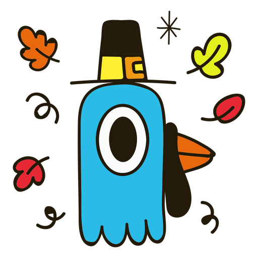 Personajes de acción de gracias color trazo pavo Diseño PNG