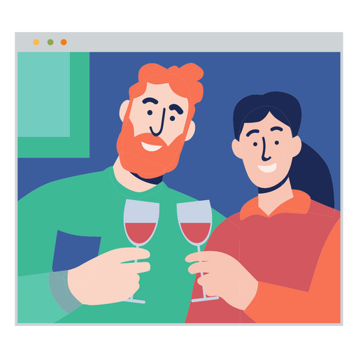 Captura de tela de casal bebendo vinho Desenho PNG